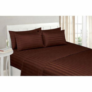 Chocolate Satin Stripe Five Piece Bedsheet Set