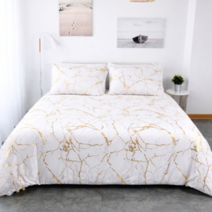 Ivory Gold Marble 5-Piece Bedsheet Set