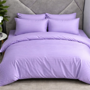 Lavender Satin Stripe Six Piece Duvet Set