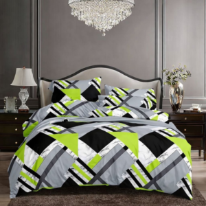 Lime and Grey Geometric Six Piece Duvet Set