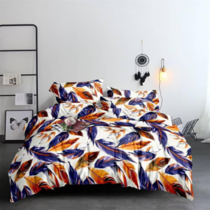 Luxury Feather Print Duvet Cover Set  Multicolor