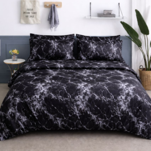 Midnight Black Marble Six Piece Duvet Set