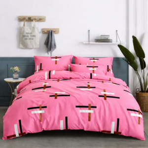Pink Geometric Five Piece Bedsheet Set