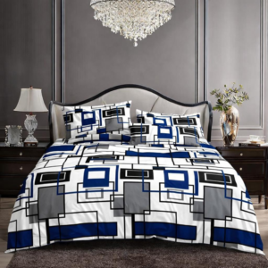 Urban Grid Blue Duvet Set (6-Piece)