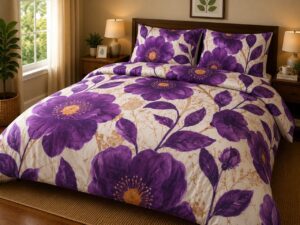 Royal Purple Blossom 5-Piece Bedsheet Set