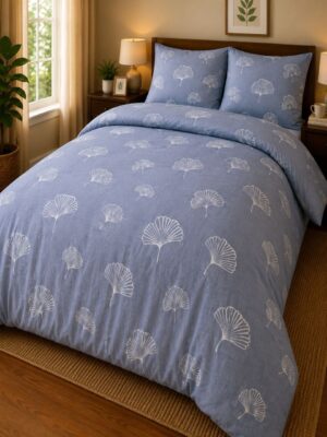 Serene Ginkgo Blue 5-Piece Bedsheet Set