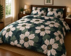 Emerald Blossom Premium 5-Piece Bedsheet Set