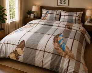 IMG-20260617-WA0062 Rustic Feather Plaid 5-Piece Bedsheet Set