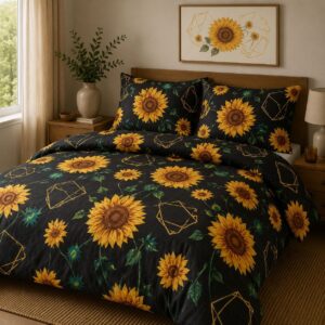 IMG-20260617-WA0066 Golden Sunflower Elegance 5-Piece Bedsheet Set