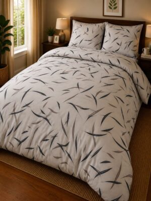 Minimalist Bamboo Leaf 5-Piece Bedsheet Set