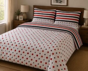 IMG-20260617-WA0088 Modern Stripe & Polka Dot 5-Piece Bedsheet Set