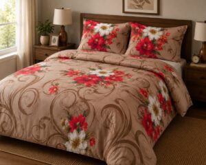 Crimson Blossom Luxury 5-Piece Bedsheet Set